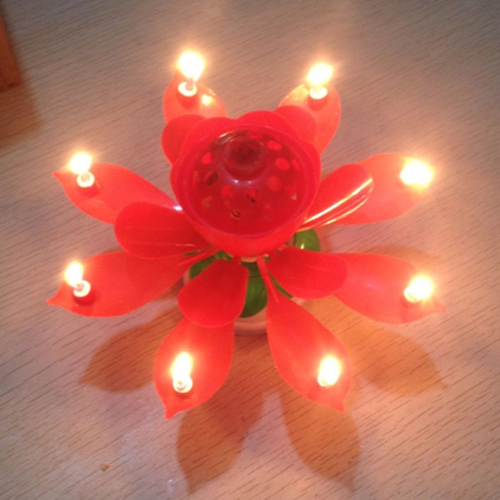 제이킨 생일축하 회전 멜로디 케이크토퍼 생일초 일반 연꽃초