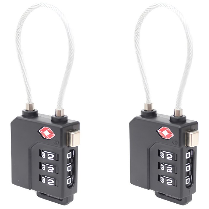 트래블큐브 TSA 케이블 와이어 안전자물쇠 3다이얼 블랙  TTCL102BK