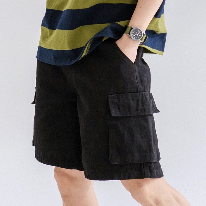 스몰더 남자 밴딩 5부 카고 청 반바지 1870
