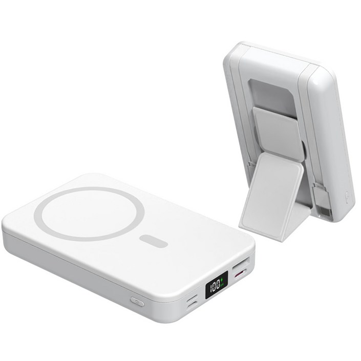 CCAGU 맥세이프 호환 보조배터리 20000mAh 대용량 무선충전 22.5W PD QC3.0 고속충전 일체형 보조밧데리, 1개, 화이트 CCAGU 맥세이프 호환 보조배터리 20000mAh 대용량 무선충전 22.5W PD QC3.0 고속충전 일체형 보조밧데리, 1개, 화이트