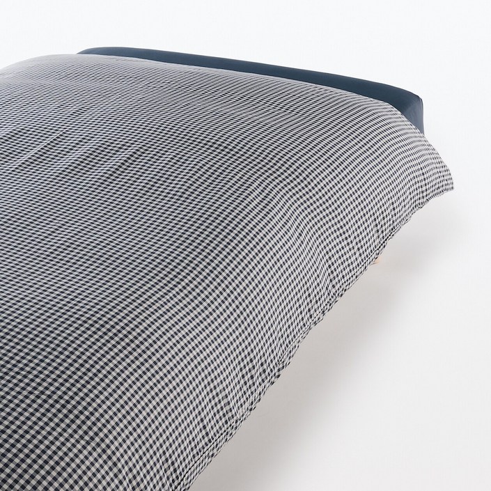 무인양품 건조가 빠른 이불 커버 네이비체크, S