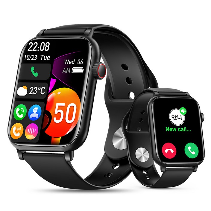 LifeSync 스마트워치 원격 촬영 통화가능 대화면 한글판, GPS  블루투스 스마트밴드, GPS  블루투스, 45mm, 블랙