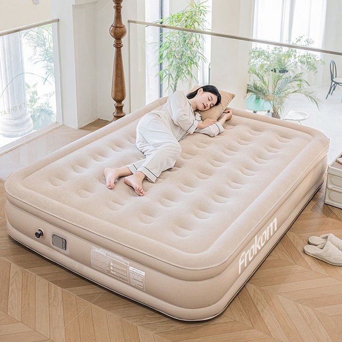 [봄시즌특가]Frokom 에어매트 캠핑 자충매트 펌프내장형 높이 40cm 야외 캠핑용 휴대용 간이침대