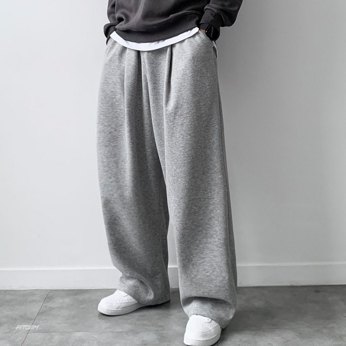 FITOJIM 남자 기모선택 원턱 와이드팬츠 벌룬 팬츠 츄리닝 트레이닝 바지