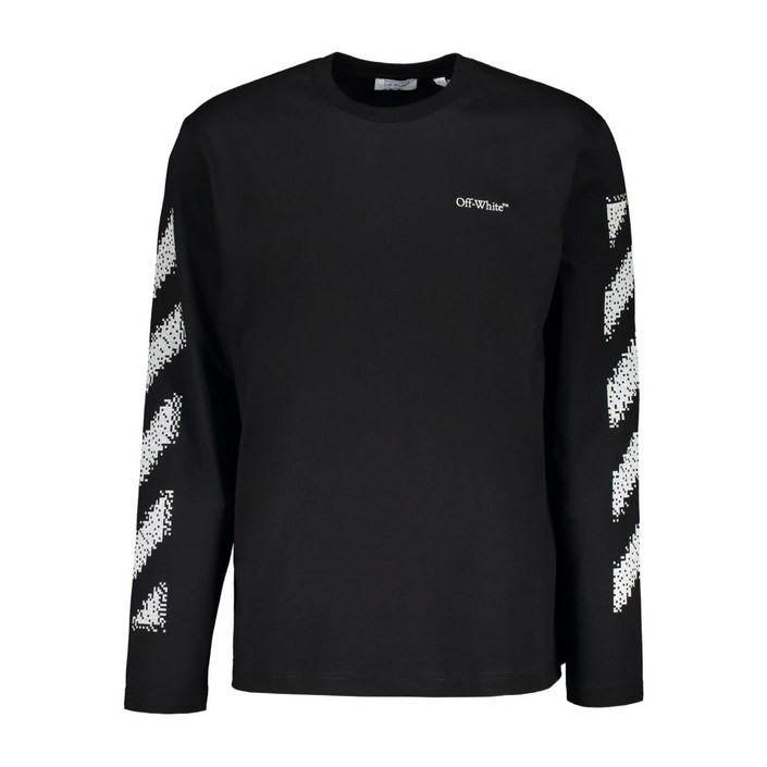 오프화이트 긴소매 그래픽 티셔츠