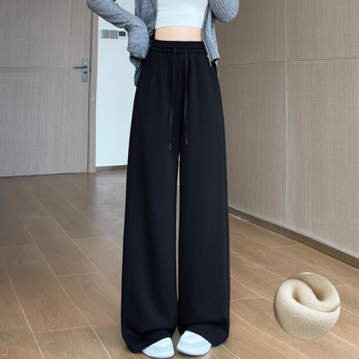 어반블룸 겨울 여성 기모 롱 와이드 루즈 핏 밴딩 트레이닝 팬츠