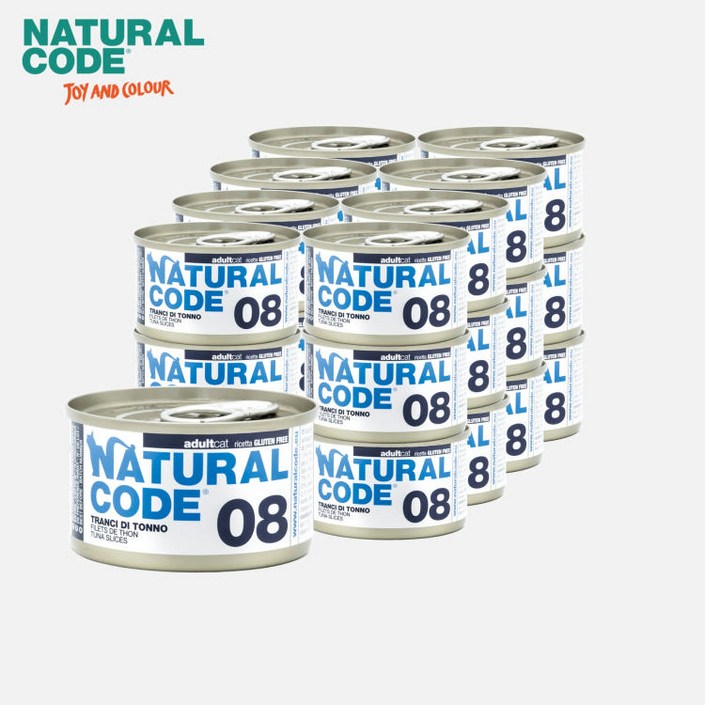 내추럴코드 08 이탈리아 고양이 캔 습식사료 참치 슬라이스, 24개, 85g, 08 참치슬라이스
