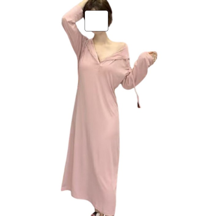 딥 버튼 롱 원피스 XFHJ-637