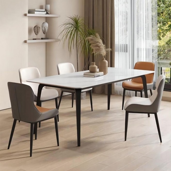 트러스트딜 고강도 세라믹 식탁 의자 세트 거실 주방 테이블, 의자 6개