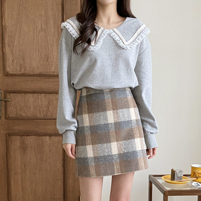 프릴 프릴 여성 봄 가을 캐주얼 맨투맨 발랄한