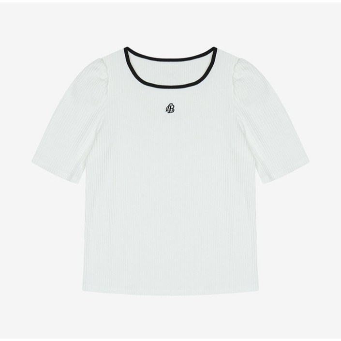 베스띠벨리 여성용 넥라인 배색 반팔 티셔츠 BKIBC2840