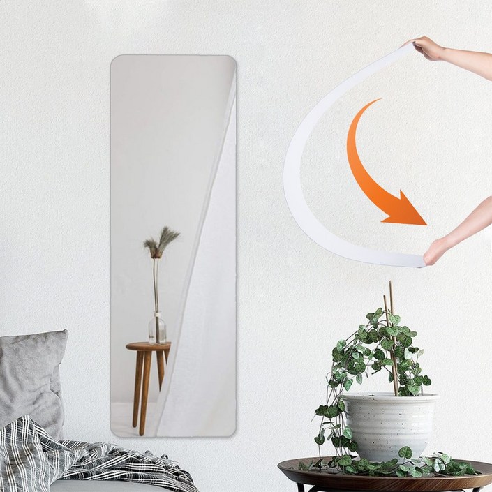 아미성 부착형 아크릴 전신거울, 직사각라운드코너, 투명