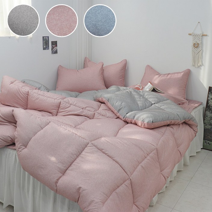 이즈베딩 멜란지 먼지없는 부드러운 세미마이크로 워싱 리버서블 사계절 두꺼운 겨울 차렵이불 SSQK