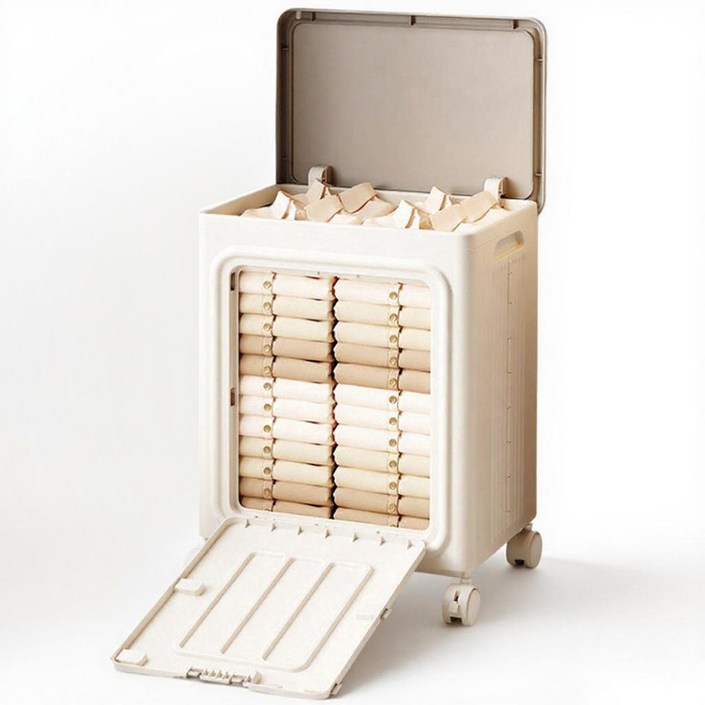 Shipshape 수납하마 대용량 접이식 리빙박스 정리함 멀티수납 간편이동바퀴 앞면 오픈  대형 정리함