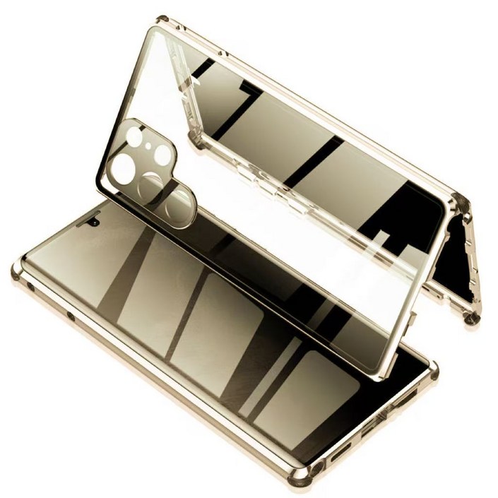 하이엑스 갤럭시 s23울트라 사생활보호 양면강화유리 풀커버 마그네틱 케이스