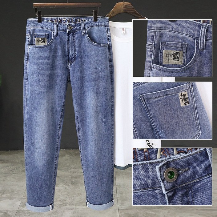 2022 신 핫 청바지 남성 스트레칭 슬림 품질 패션 바지 클래식 세척 남성 청바지 도매