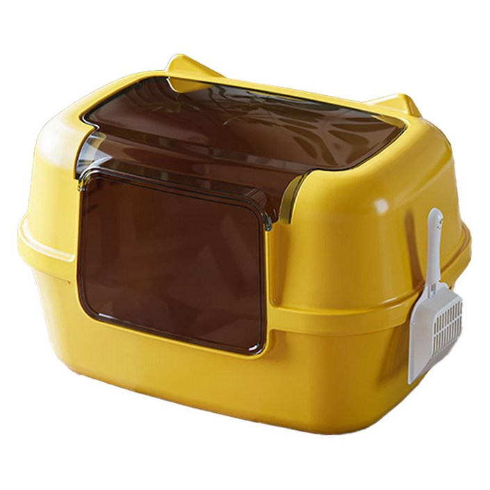 우아지오 후드형 고양이화장실, 1세트, 옐로우