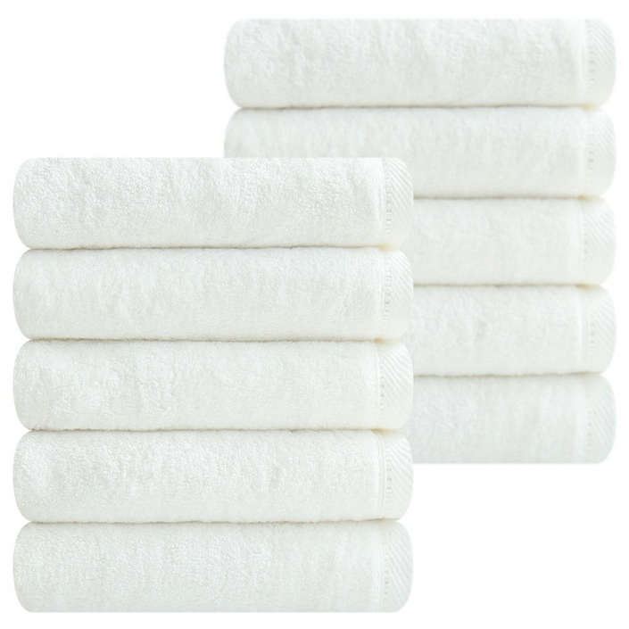 송월타월 솔리드뱀부 200g 고중량 호텔수건 10매, 아이보리, 10개