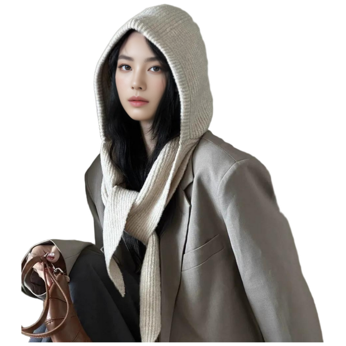 네블 울니트 바라클라바 여성 후드 넥워머, 1개, 오트밀 아이보리