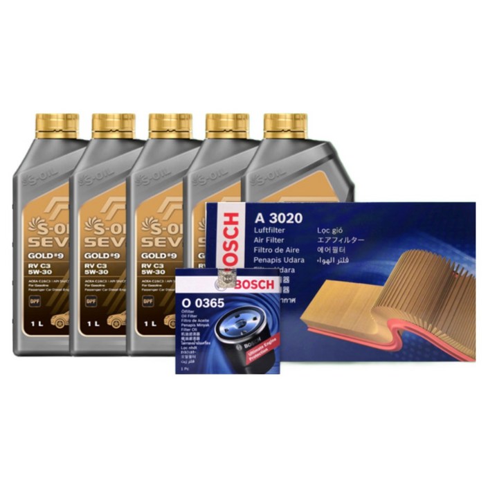 K5 (DL3) 2.0 LPG 엔진오일세트 세븐골드 9 RV C3 5W30