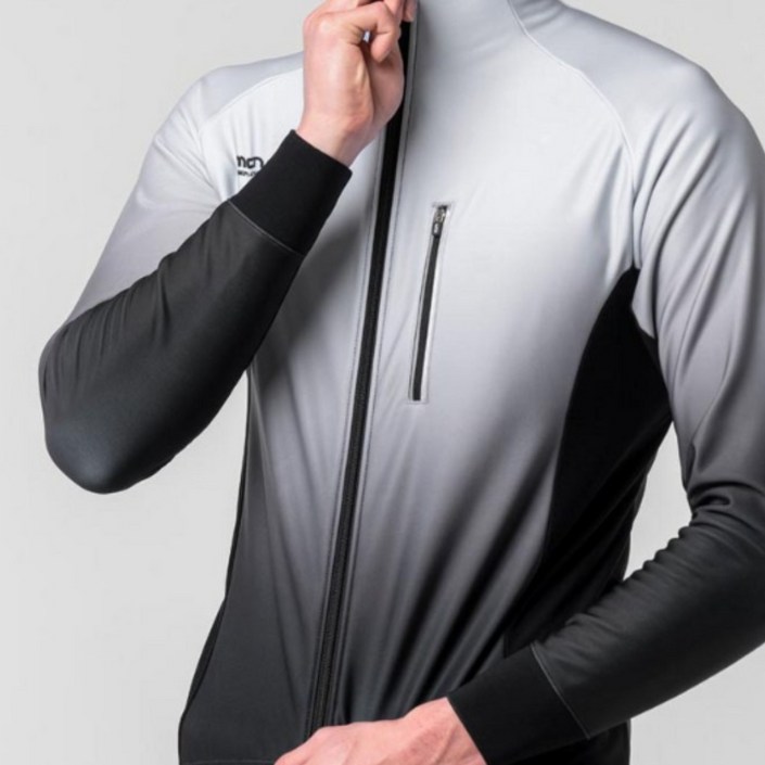 MCN 그레이 스케일 방풍발수 긴팔져지 자전거 의류 기능성 사이클 상의 방풍방한 극세사기모 자외선차단 고기능성