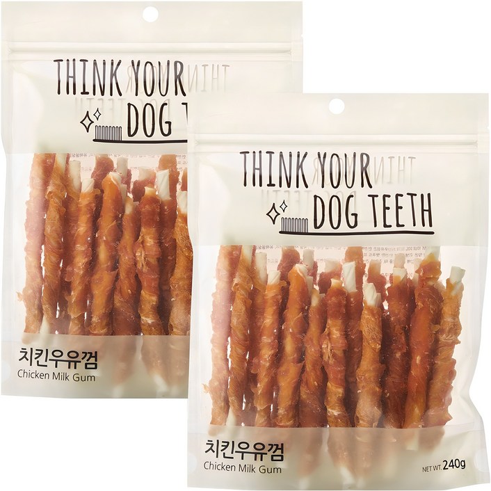 띵크유어도그티 강아지 딩고 덴탈껌, 혼합맛치킨우유, 240g, 2개 띵크유어도그티 강아지 딩고 덴탈껌, 혼합맛치킨우유, 240g, 2개