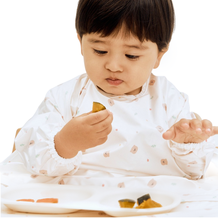 베이비클로 유아용 이유식 방수턱받이 긴팔 지퍼형