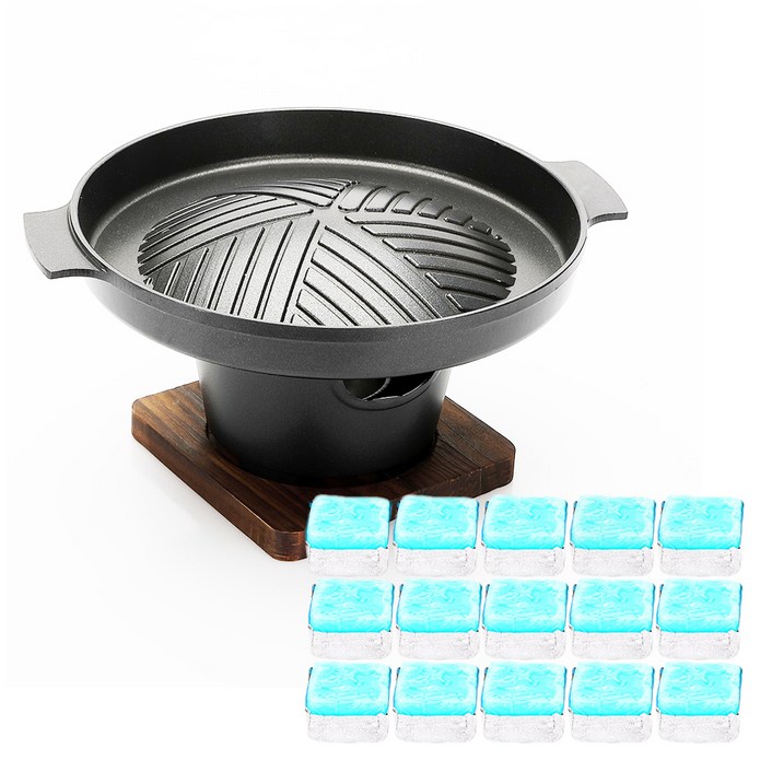 NEWVIA 미니화로 MB1100 + 에탄올 고체연료 30g x 15p 세트, 1세트, 더블(22 x 22 x 2.8 cm)