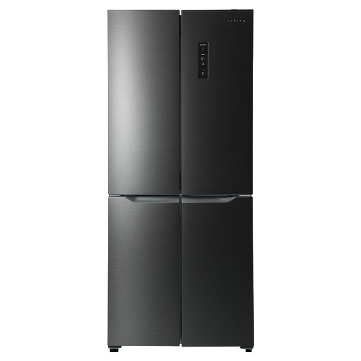 쿠잉전자 글램 글라스 대용량 418L 양문형 4도어 냉장고 방문설치, MD405D