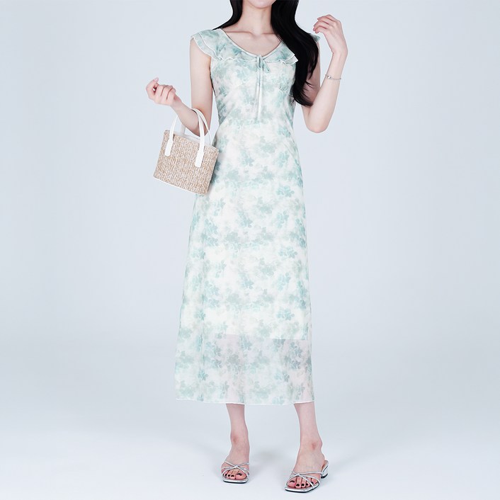 모이르벨라 여성용 플라워 숄더 롱 원피스 O263-0301