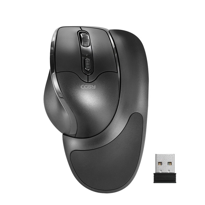 코시 무선 세미 손목받침 탈부착 버티컬 마우스 M4056WL, M4056WL, 블랙