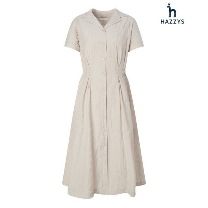 백화점정품 25년SS 헤지스레이디스 HAZZYS 25FW 턱장식 면혼방 반팔원피스 HSDR5C707 5C707