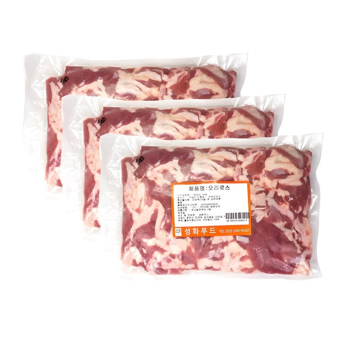국내산 달수 생오리로스 500g 당일제조 당일발송, 500g, 3개 국내산 달수 생오리로스 500g 당일제조 당일발송, 500g, 3개