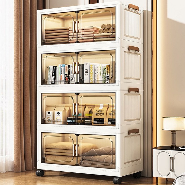 style dr 대용량 이동식 접이식 수납장 접이식 리빙박스 수납장 거실 정리장, 5층
