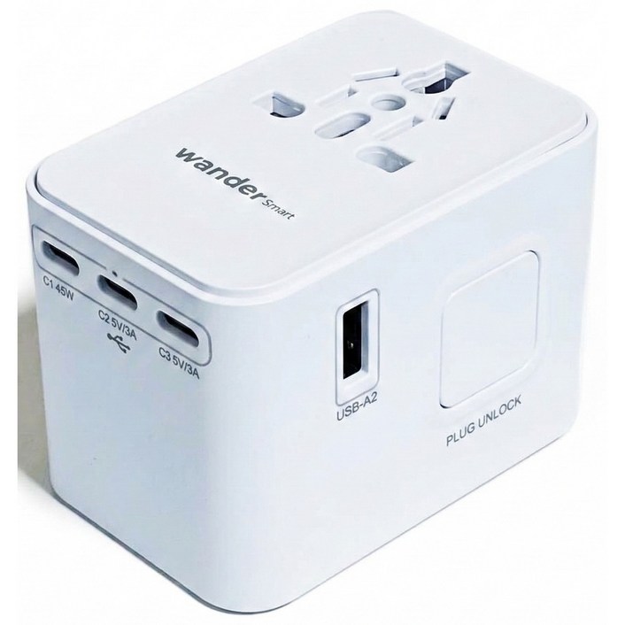 원더 스마트 초고속 충전 해외 여행용 멀티 어댑터 플러그 6포트 PD 45W GaN 2500W 케이스 돼지코 증정