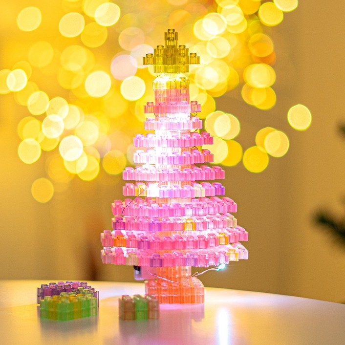 민화샵 디폼블럭 입체 트리 8mm 크리스마스 초록트리 만들기 DIY키트 도안포함 트리조명 꾸미기