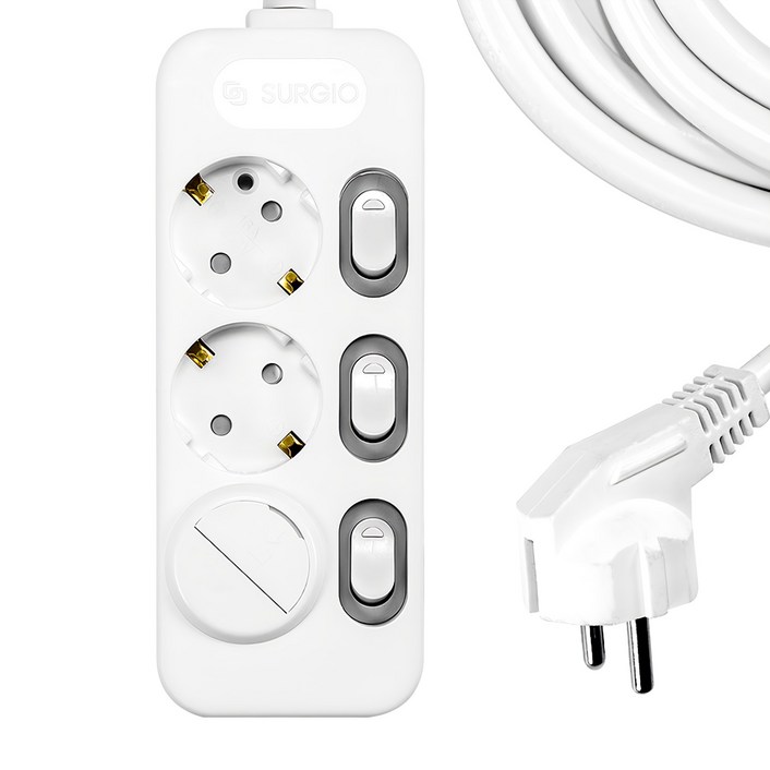 써지오 개별 멀티탭 3구 DH-2039-RT + 안전커버 랜덤발송 1p, 5m, 혼합색상, 1세트