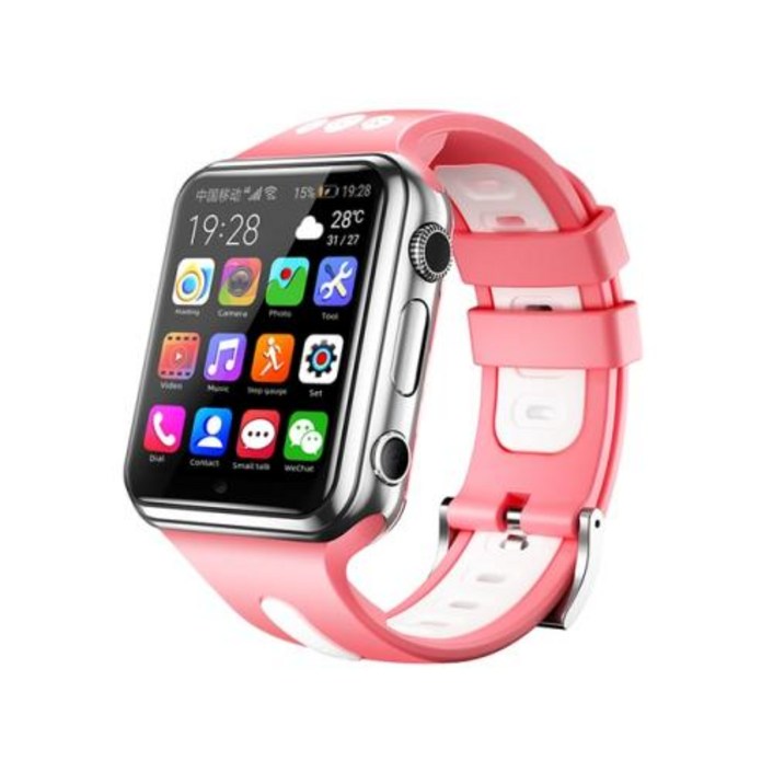스마트워치 만보기 안드로이드 90 4G W5 GPS 포지셔닝 듀얼 카메라 촬영 Wifi 인터넷 소년 소녀 비디오 통화, 분홍색+RAM 2GB SD 32GB