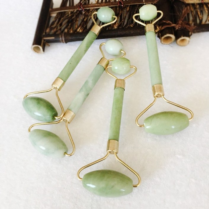 옥 롤러 마사지기(더블) 천연원석 페이스 롤러 미용도구 무료배송