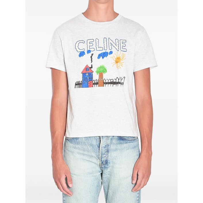 셀린느 크루넥 그래픽 프린트 티셔츠