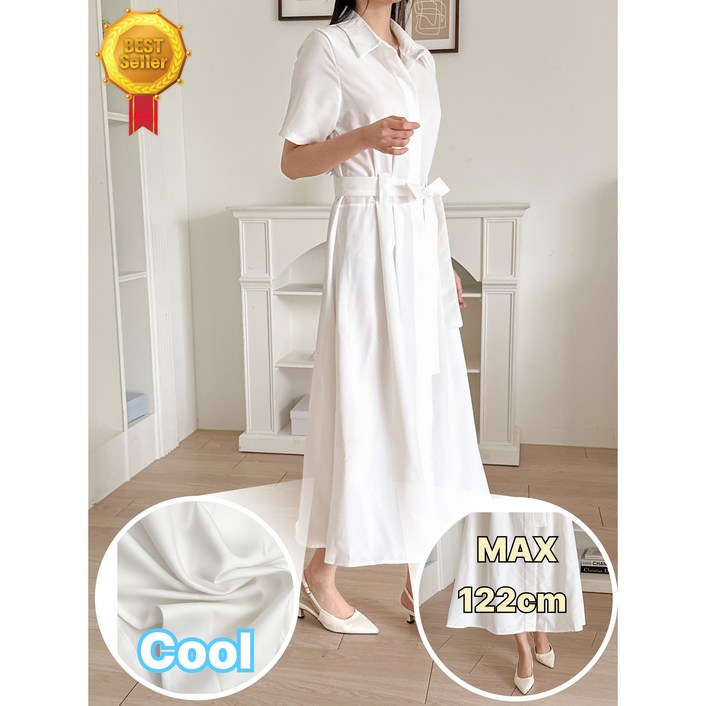 [Cool+122cm]시선라운지 엠마 셔츠 롱 원피스 여름 하객룩 오피스룩