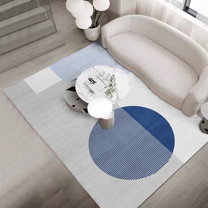 북유럽 러그 북유럽 미니멀리스트 카펫 거실 연구 커피 테이블 미끄럼 방지 대형 카펫 침실 침대 옆 깔개 홈 일본 블루 라인 러그