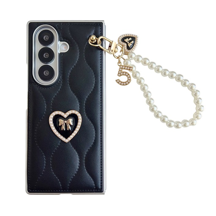 윰스모르 진주 스트랩 갤럭시 플립 폴드 휴대폰 케이스