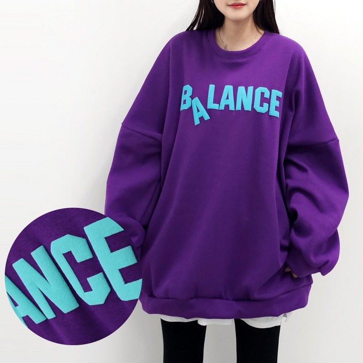 [4XL, 2COLOR] 밸런스 발포 맨투맨 (기모ver.) 55~99까지 오버사이즈 남여공용 기모 겨울 홈웨어 박스맨투맨