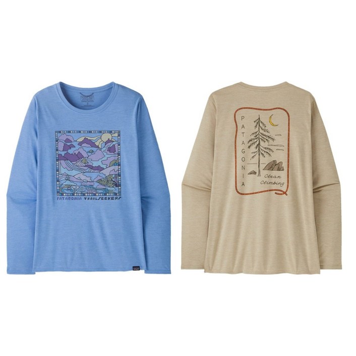 정품 파타고니아 라운드티 맨투맨 45165Q5 우먼즈 롱슬리브드 캐필린 쿨 데일리 그래픽 셔츠  랜즈 SB 부드러운소재