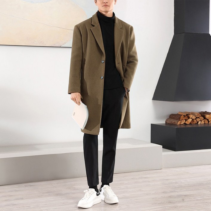 휠렉스 남성 겨울 신상 카라넥 정장 모직 코트 JM6