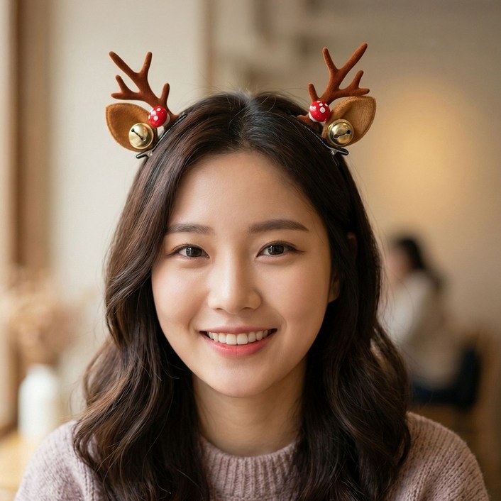 크리스마스 성탄절 루돌프 사슴 산타 헤어핀 2종세트 파티용 선물용 머리핀 머리삔 헤어삔