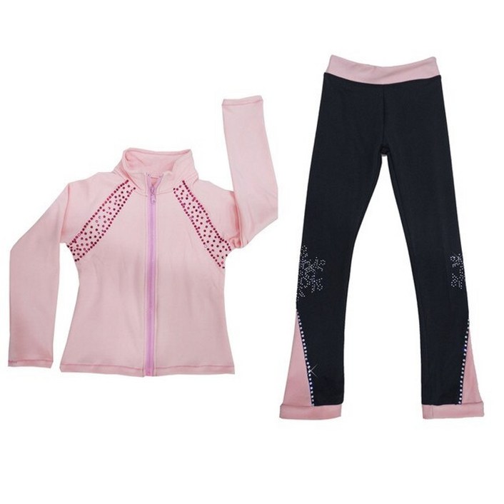 피겨 연습복 스케이트 연습복 훈련복 바지 자켓 스케이팅 옷 여자 어린이 핑크 옷 3