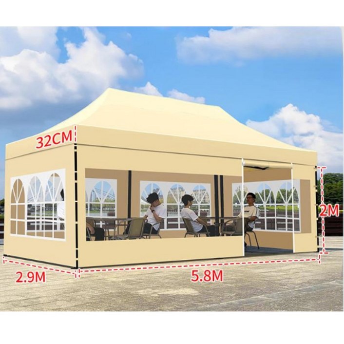 원터치 접이식 몽골텐트 캐노피천막 장박텐트 캠핑 야외 옥상 테라스 행사용 쉘터 차고, 베이지