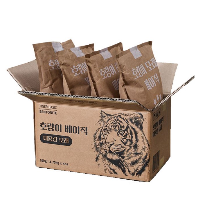 호랑이모래 베이직 19kg 벤토나이트 고양이모래